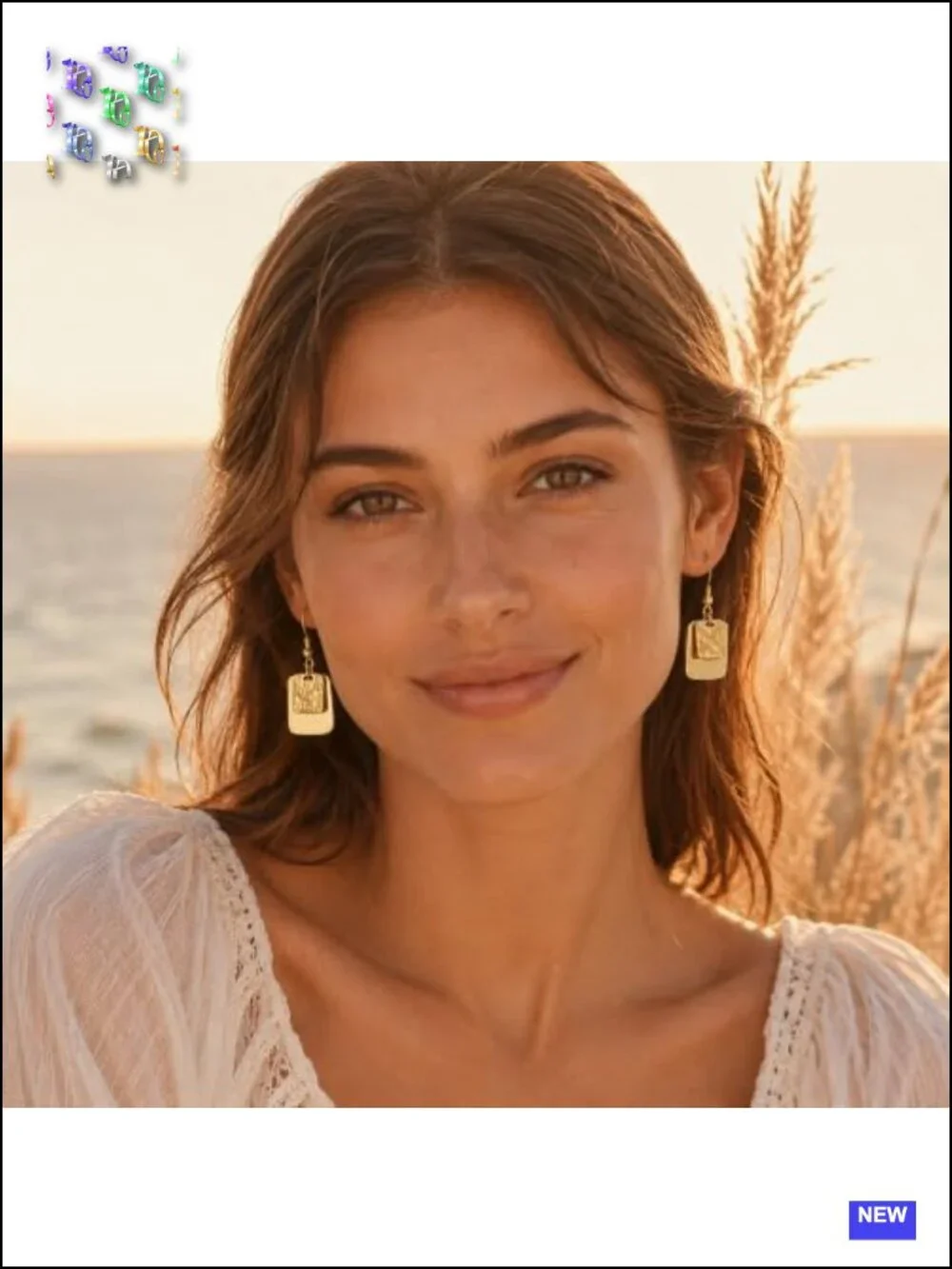 14K Gold Plated Dainty Hammered Rectangle Geometric Drop Earrings Boho Jewelry